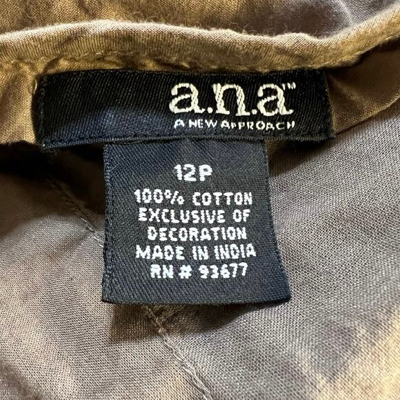 a.n.a Floral Embroidered Khaki Full Midi Cotton Skirt Size 12P - Picture 4 of 9